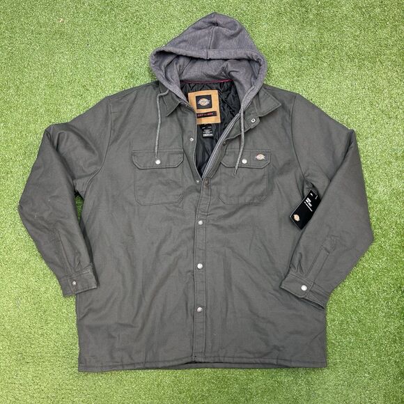 Dickies Hooded Duck Shirt Jacket Black 2XL NWT HydroShield Workwear Streetwear - Picture 1 of 9